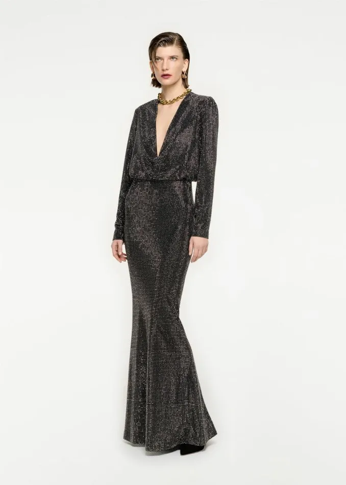 Women Dresses Roland Mouret Long Sleeve Diamante Maxi Dress