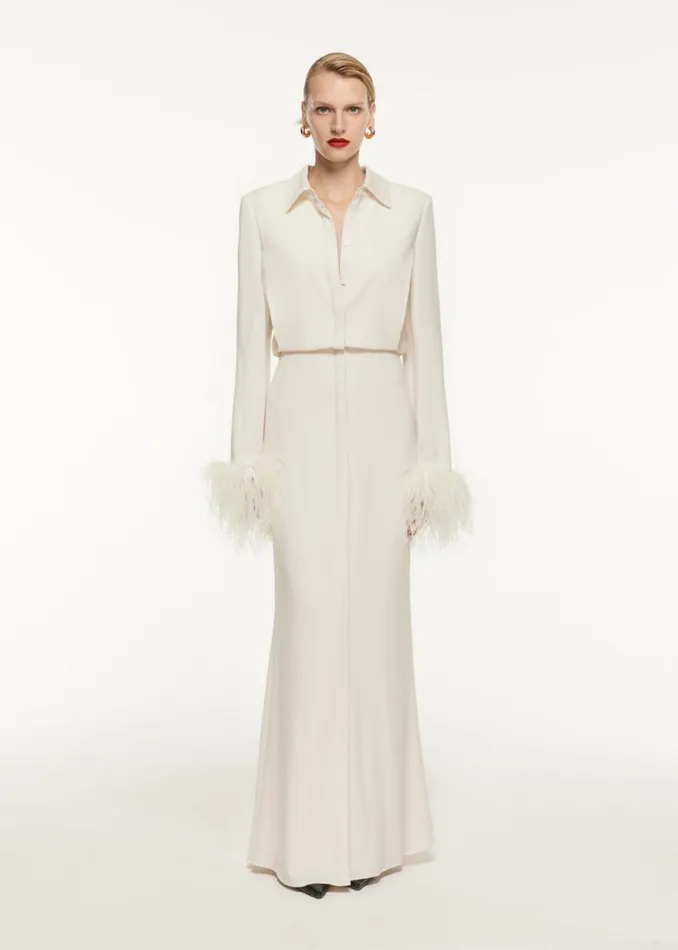 Women Dresses Roland Mouret Satin Crepe Shirt Maxi Dress