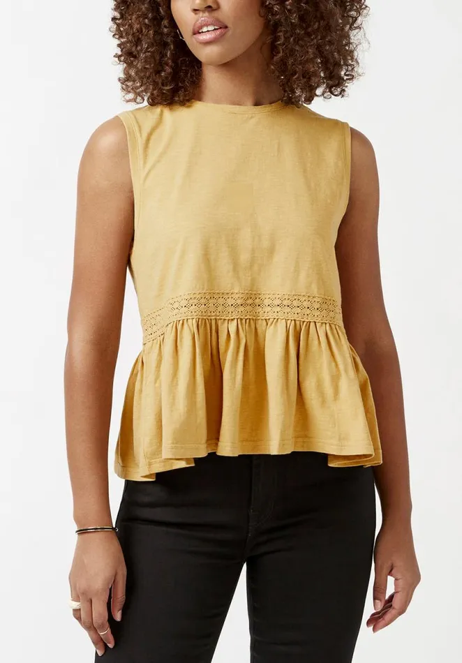 Women Farren Curry Yellow Womens Peplum Tank Top Curry Buffalo David Bitton Tops and Tees Women Farren Curry Yellow Womens Peplum Tank Top Curry Buffalo David Bitton Tops and Tees