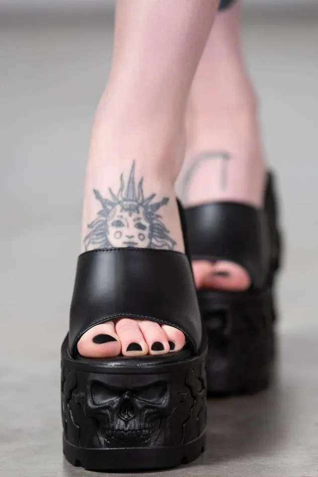 Women Flats and Trainers Killstar Doom Platform Sliders