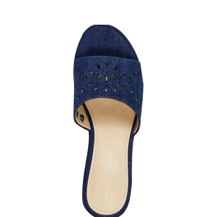 Women Foreva Platform Slide Sandal Denim Marc Fisher Mules and Slides