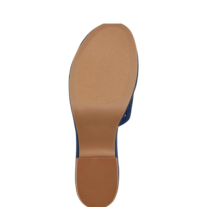 Women Foreva Platform Slide Sandal Denim Marc Fisher Mules and Slides