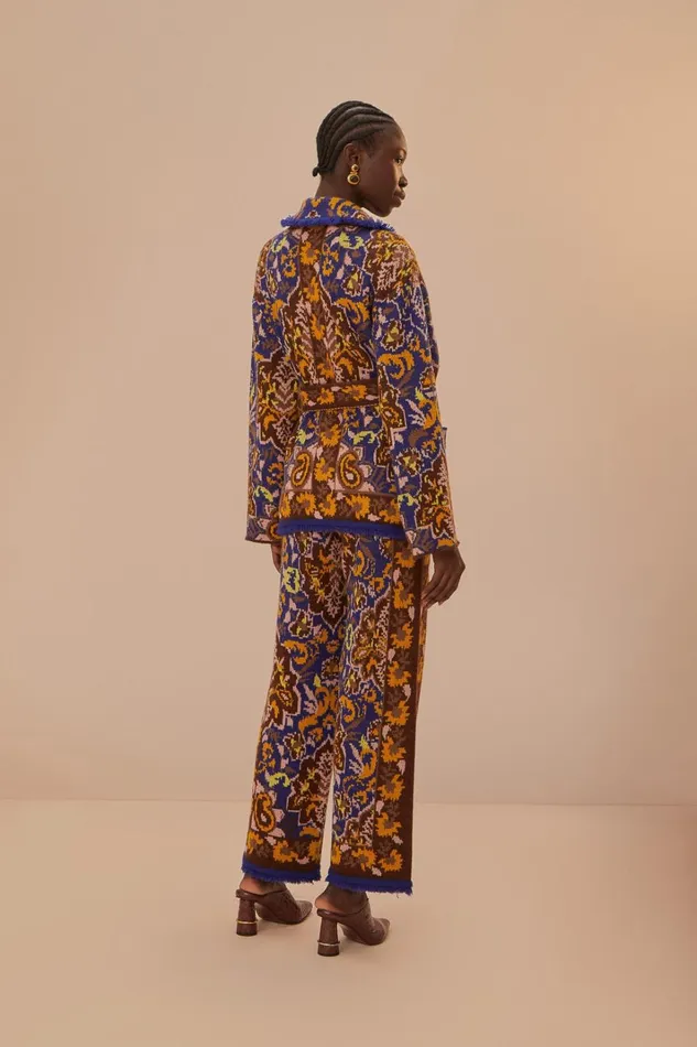 Women Glam Tapestry Blue Knit Pants Glam Tapestry Blue FARM Rio Pants