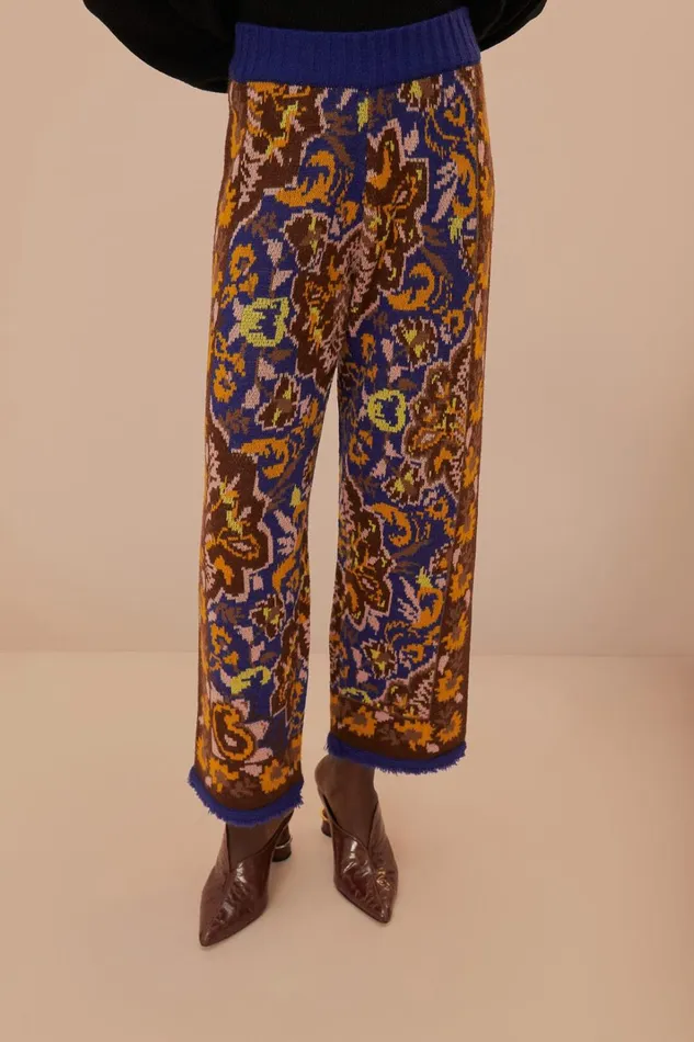 Women Glam Tapestry Blue Knit Pants Glam Tapestry Blue FARM Rio Pants