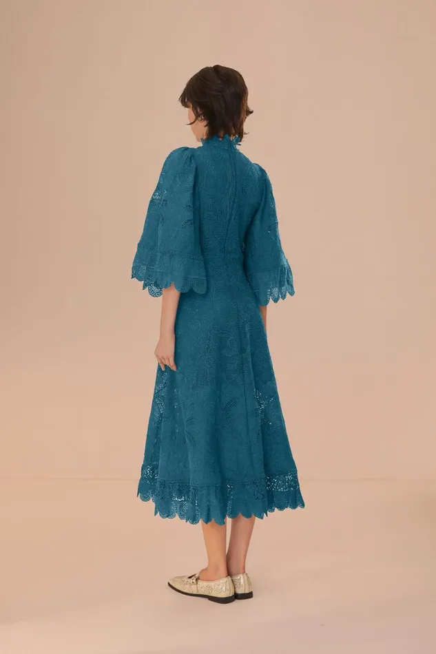 Women Green Guipire CutOut Midi Dress Green FARM Rio Midi Dresses