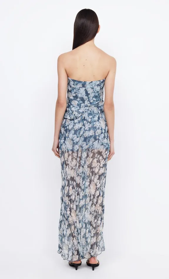 Women Guests Bec Bridge OPAL STRAPLESS MAXI DRESS Denim Floral