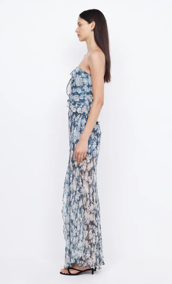 Women Guests Bec Bridge OPAL STRAPLESS MAXI DRESS Denim Floral