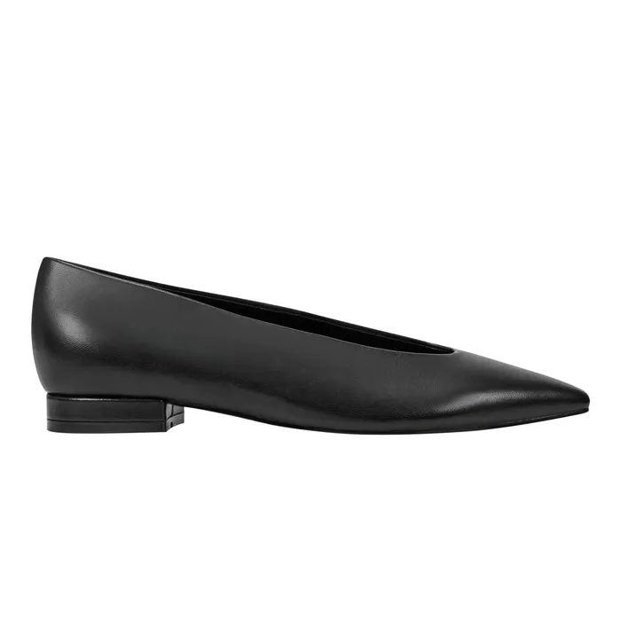 Women Gunner Pointed Toe Flat Black Leather Marc Fisher Loafers and Flats