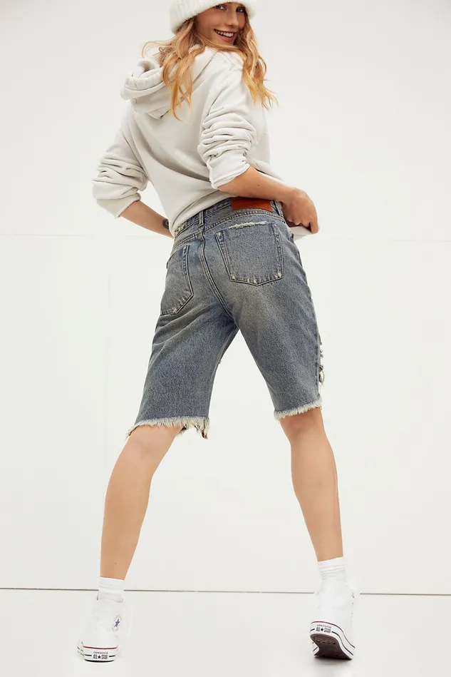 Women Jean Shorts Free People Truckers Long Short Memphis
