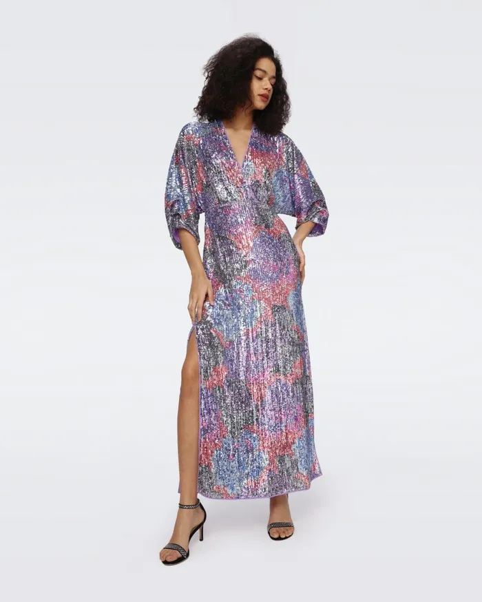 Women Jessel Sequin Dress Redemption Rose Blue Red DVF Dresses