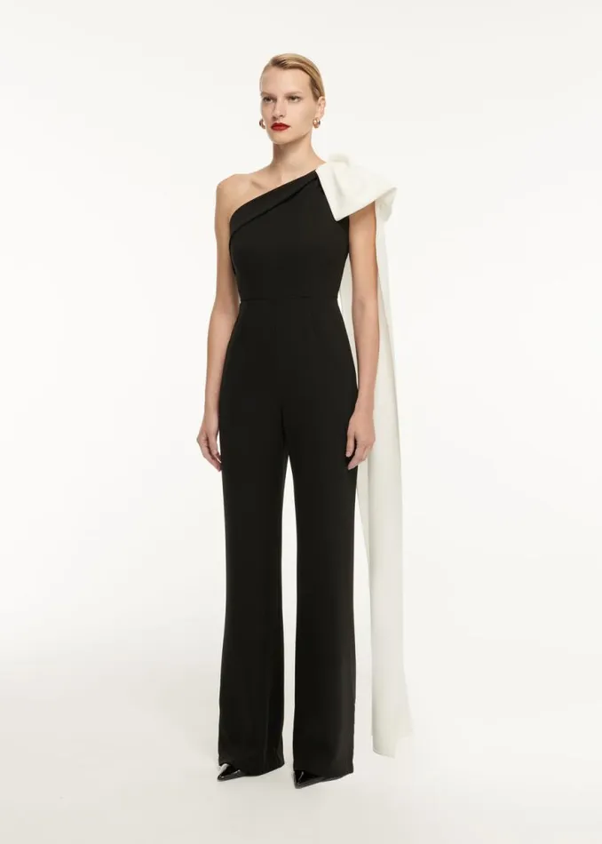 Women Jumpsuits Roland Mouret Asymmetric Bow Stretch Cady Jumpsuit