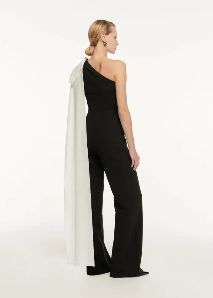 Women Jumpsuits Roland Mouret Asymmetric Bow Stretch Cady Jumpsuit