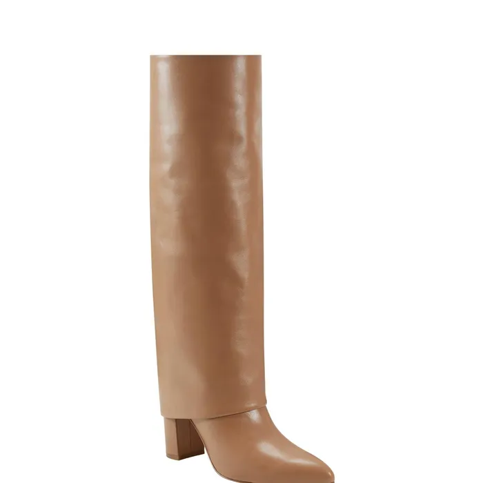 Women Leina Block Heel Pointy Toe Dress Boot Tan Marc Fisher Boots and Booties