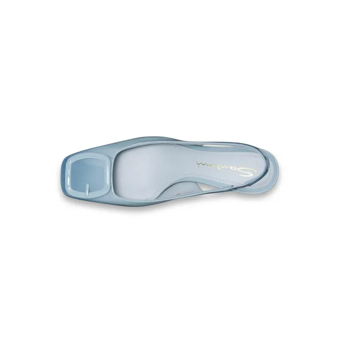 Women Light Blue Patent Leather MidHeel Slingback Santoni Pumps and Heels