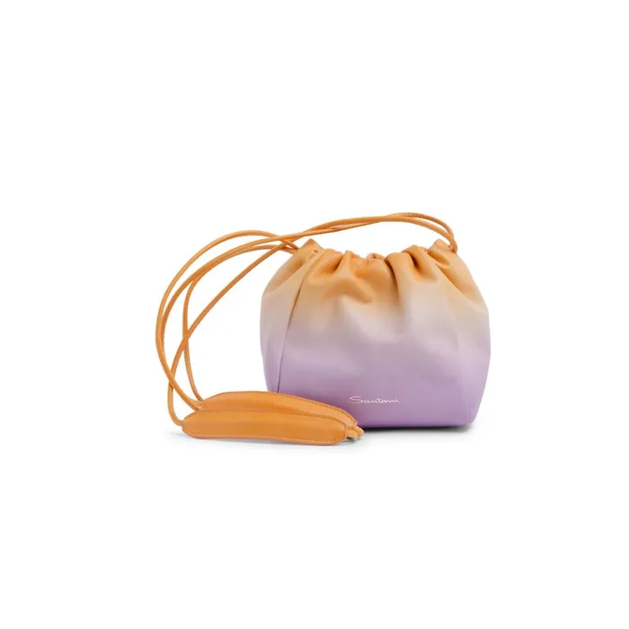 Women Lilac And Orange Leather Bucket Bag Santoni Bags