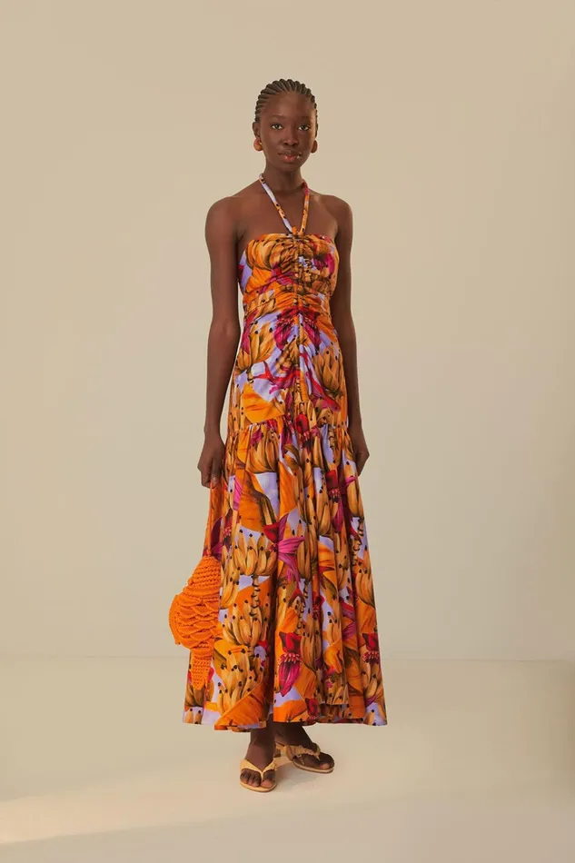 Women Lilac Banana Forest Organic Cotton Maxi Dress Banana Forest Lilac FARM Rio Maxi Dresses