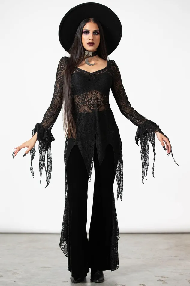 Women Long Sleeves Killstar Faythe Lace Top