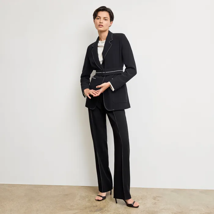 Women M M LaFleur The Lowen Jetset Pant 8211 Everyday Crepe with Topstitch Black With Topstitch Pants