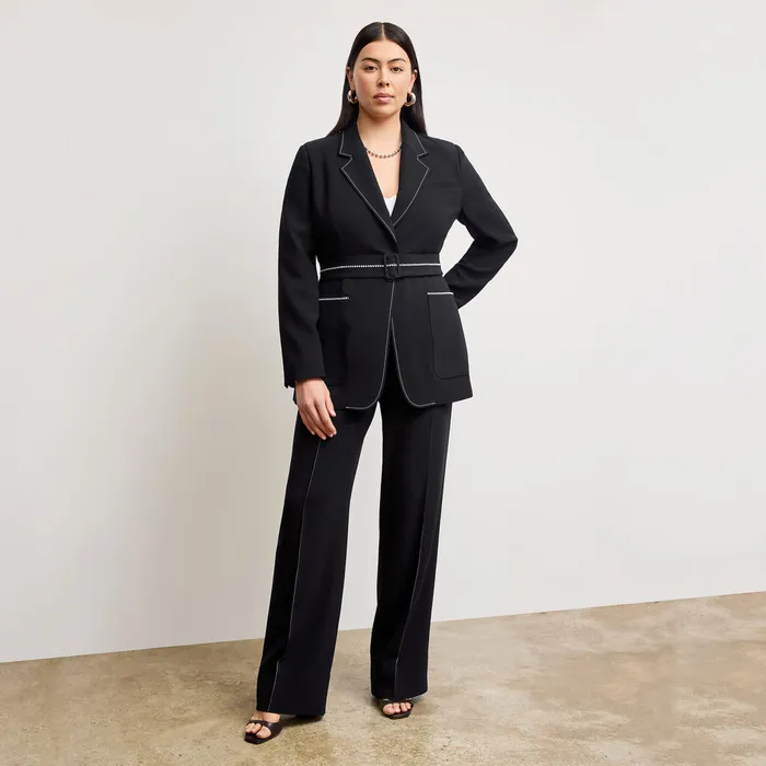 Women M M LaFleur The Lowen Jetset Pant 8211 Everyday Crepe with Topstitch Black With Topstitch Pants