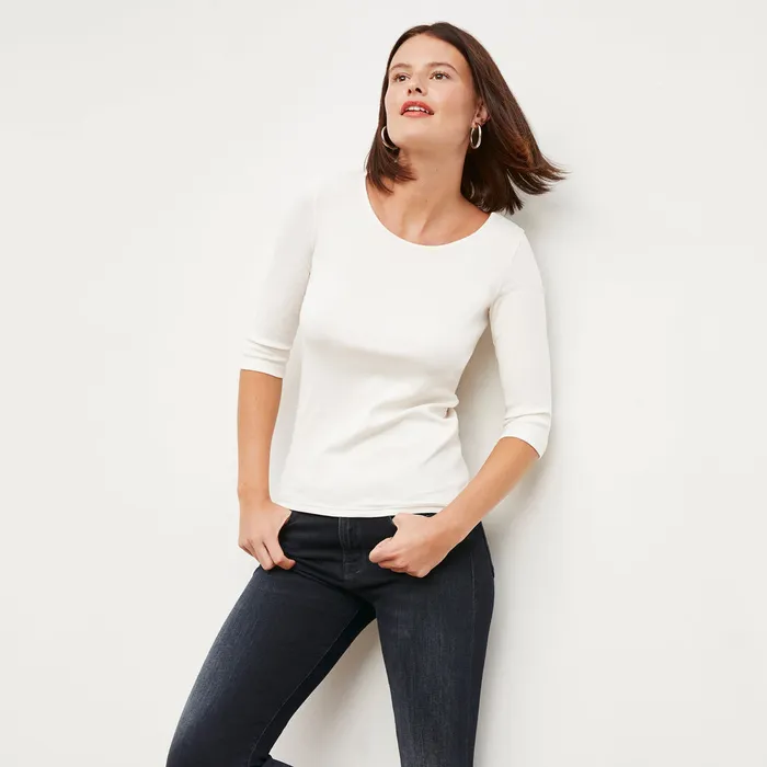 Women M M LaFleur The Soyoung TShirt 8211 Organic Ribbed Pima Cotton Ivory TShirts