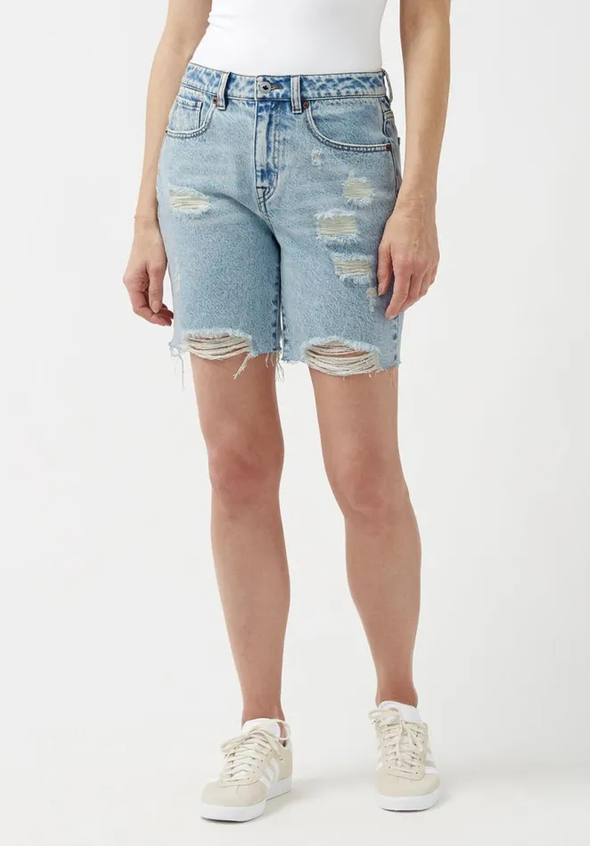Women Maggie Bleached Mom Shorts Indigo Buffalo David Bitton Shorts and Skirts Women Maggie Bleached Mom Shorts Indigo Buffalo David Bitton Shorts and Skirts