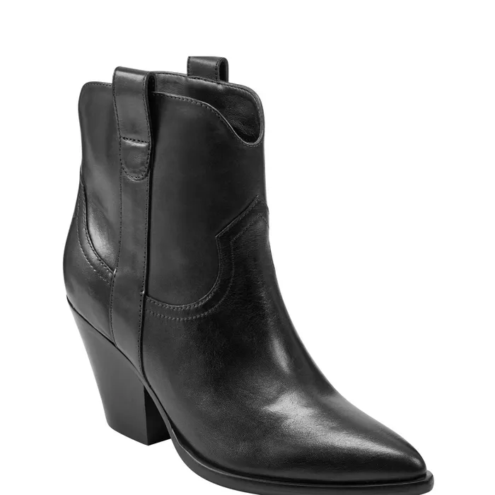Women Marlie Western Bootie Black Leather Marc Fisher Booties