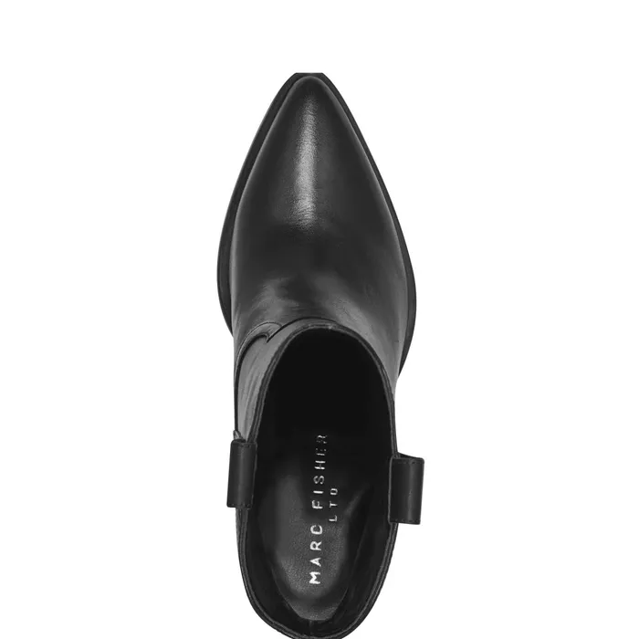 Women Marlie Western Bootie Black Leather Marc Fisher Booties