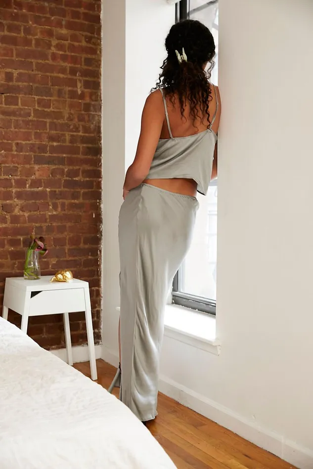 Women Maxi Dresses Free People Mist Solid Bias Maxi Set Dusk