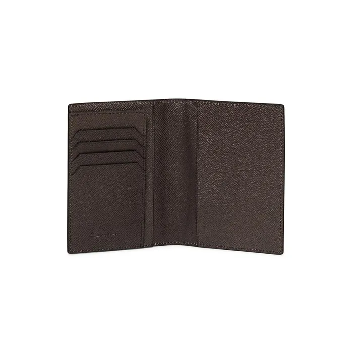 WomenMen Beige Saffiano Leather Passport Case Santoni Small Leather Goods