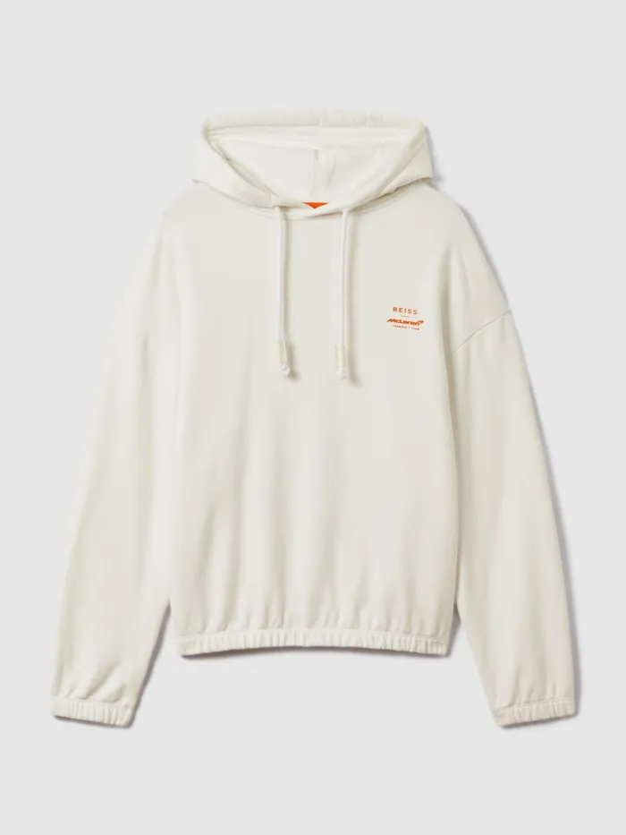 WomenMen Reiss Tops F1 Elasticated Cotton Hoodie White