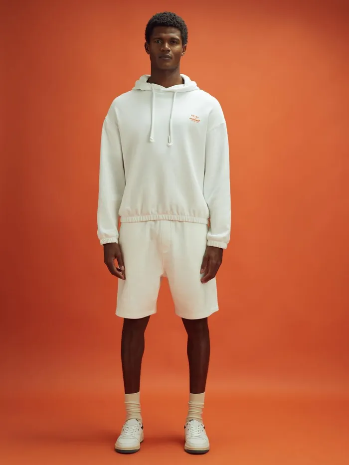 WomenMen Reiss Tops F1 Elasticated Cotton Hoodie White