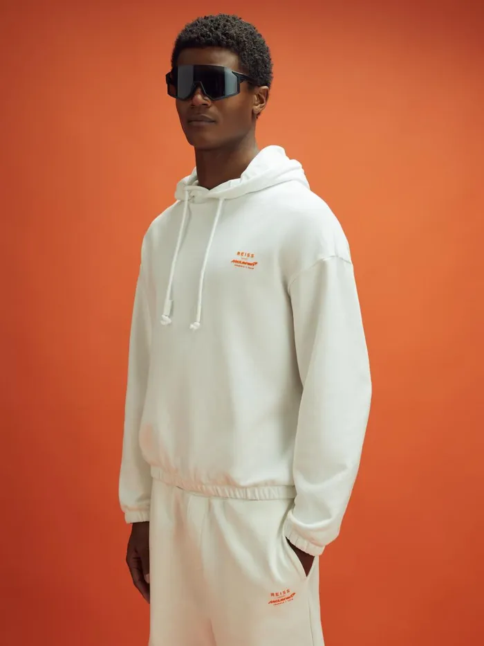 WomenMen Reiss Tops F1 Elasticated Cotton Hoodie White