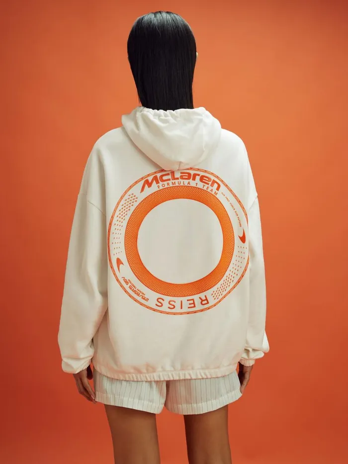 WomenMen Reiss Tops F1 Elasticated Cotton Hoodie White