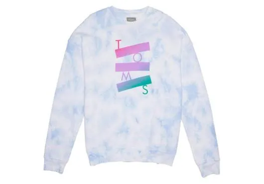 WomenMen TOMS TieDye Fleece Crewneck Sweatshirt Blue Dye TOMS Sweatshirts