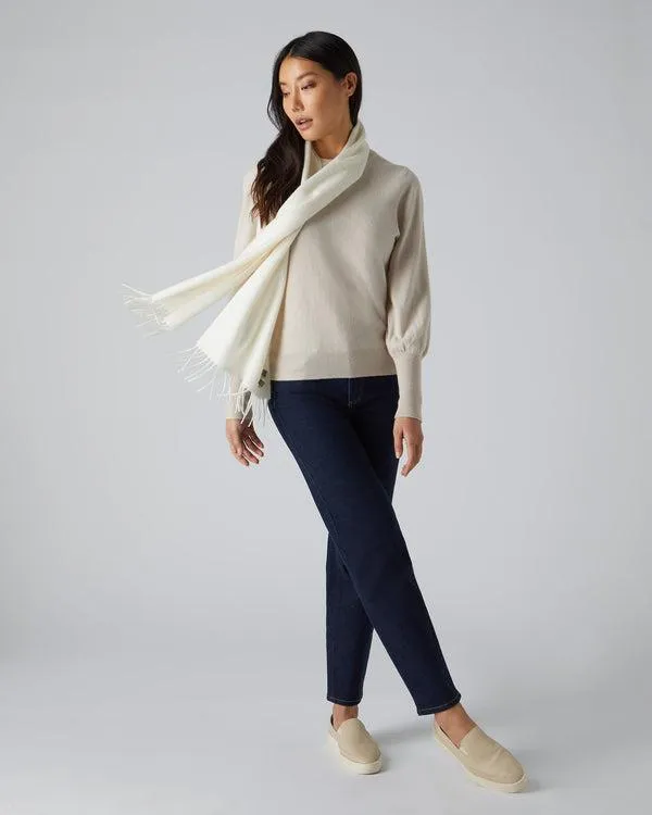 WomenMen Unisex Woven Cashmere ScarfIn New Ivory White New Ivory White NPeal Cashmere Scarves