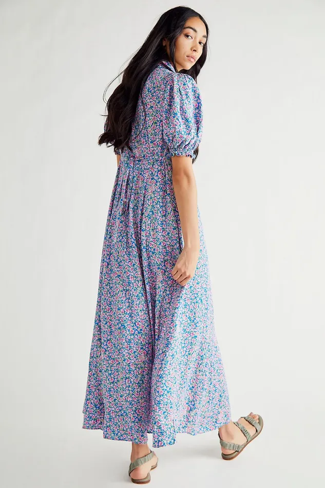 Women Midi Dresses Free People Debbie Jean Shirtdress Blue