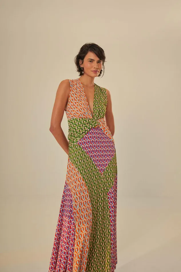 Women Mixed Cashew Knot Maxi Dress Caju Mix FARM Rio Maxi Dresses