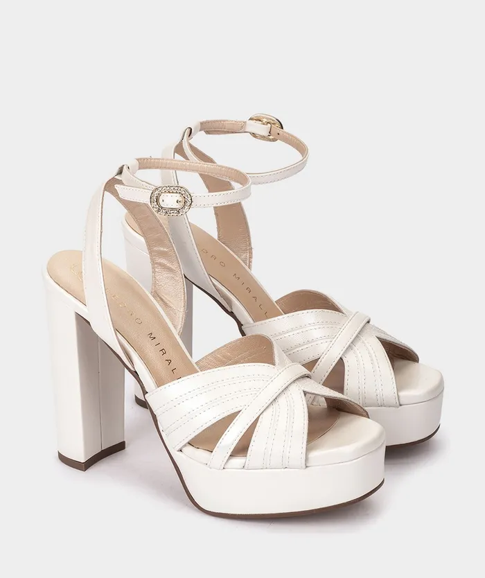 Women Montefioralle White 8211 Heeled Sandals Pedro Miralles