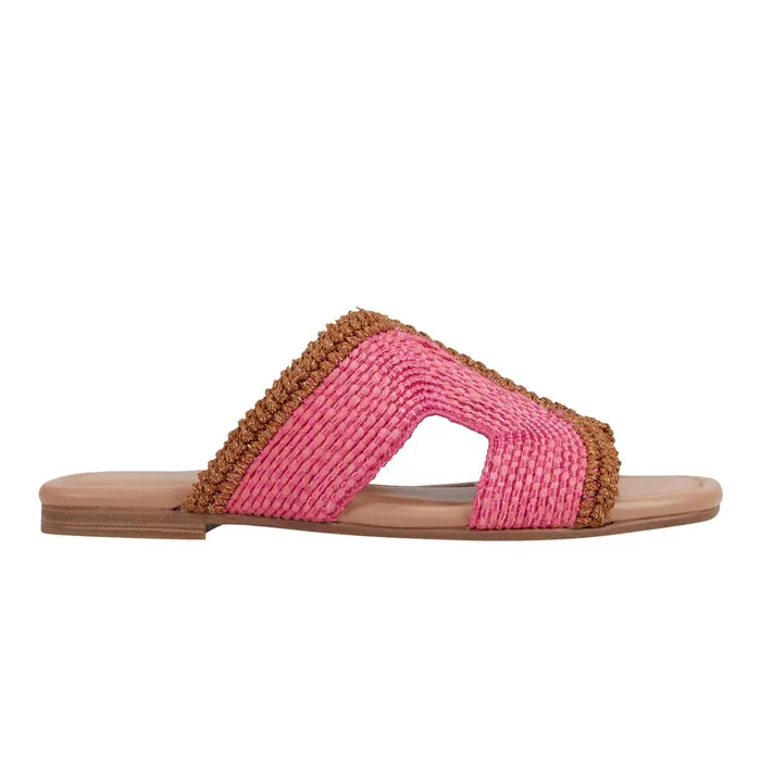 Women Nashie Flat Sandal Pink Raffia Marc Fisher Sandals