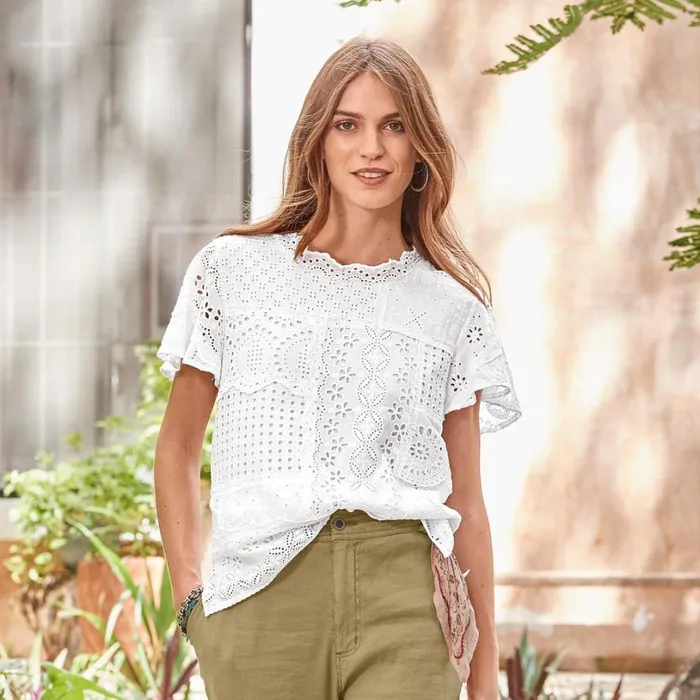 Women Nova Dreamer Top Petite White Sundance Catalog Petite Styles