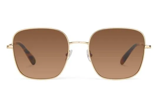 Women Nova Shiny Yellow Gold Solid Brown TOMS Sunglasses