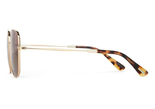 Women Nova Shiny Yellow Gold Solid Brown TOMS Sunglasses