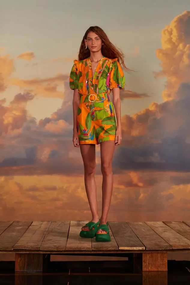 Women Orange Fresh Macaws Romper Fresh Macaws Orange FARM Rio Rompers