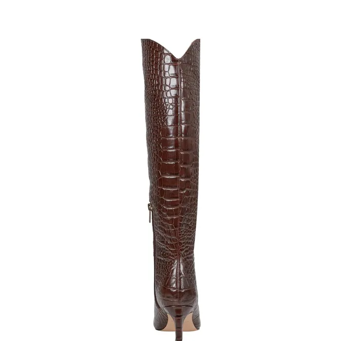 Women Quinnie Dress Boot Brown Croco Marc Fisher Boots and Booties