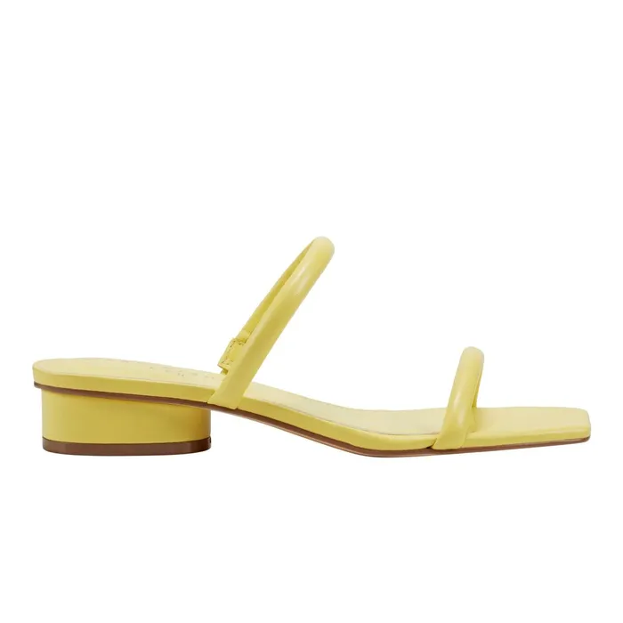 Women Raelyn Heeled Slide Sandal Yellow Leather Marc Fisher Mules and Slides