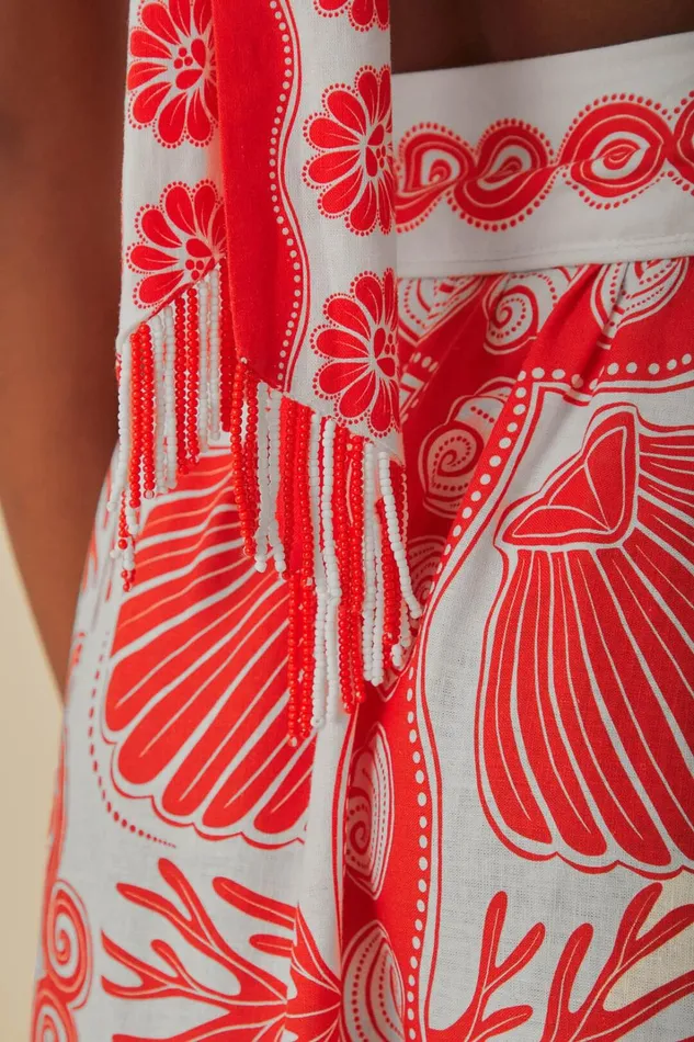 Women Red Ainika Shell LENZING ECOVERO Euroflax Crop Top Ainika Shell Red FARM Rio Crop Tops