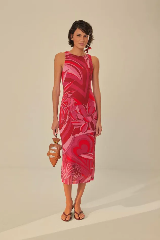 Women Red Endless Summer Tulle Midi Dress Endless Summer Red FARM Rio Midi Dresses