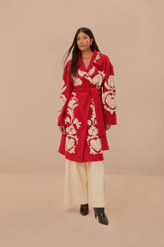 Women Red Helen Fleece Coat Helen Red FARM Rio Coats