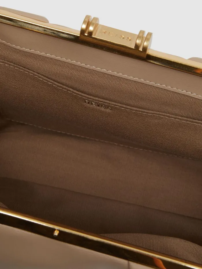 Women Reiss Bags Madison Leather Clutch Bag Taupe