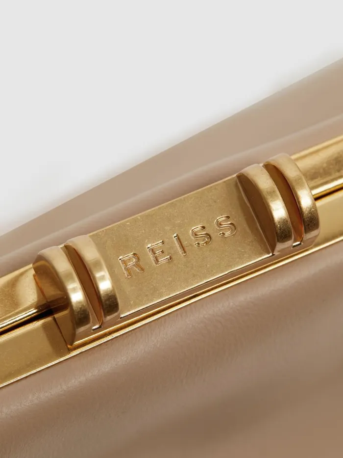 Women Reiss Bags Madison Leather Clutch Bag Taupe